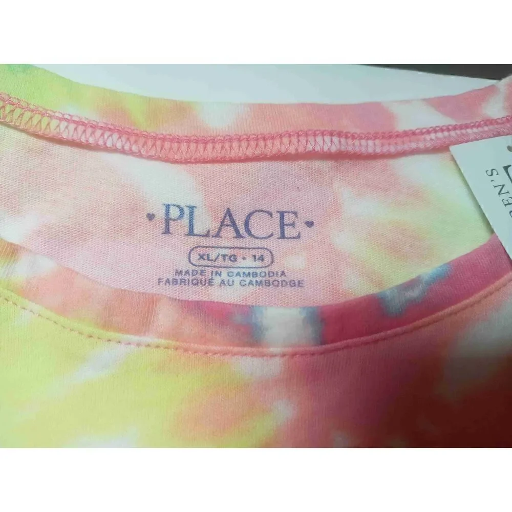 The Children's Place NWT Girls Bright Color Tye Dye Sleeveless Shirt-XL/TG 14